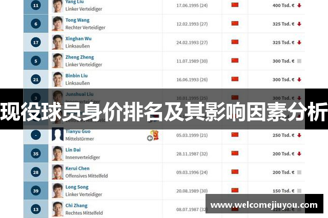 现役球员身价排名及其影响因素分析
